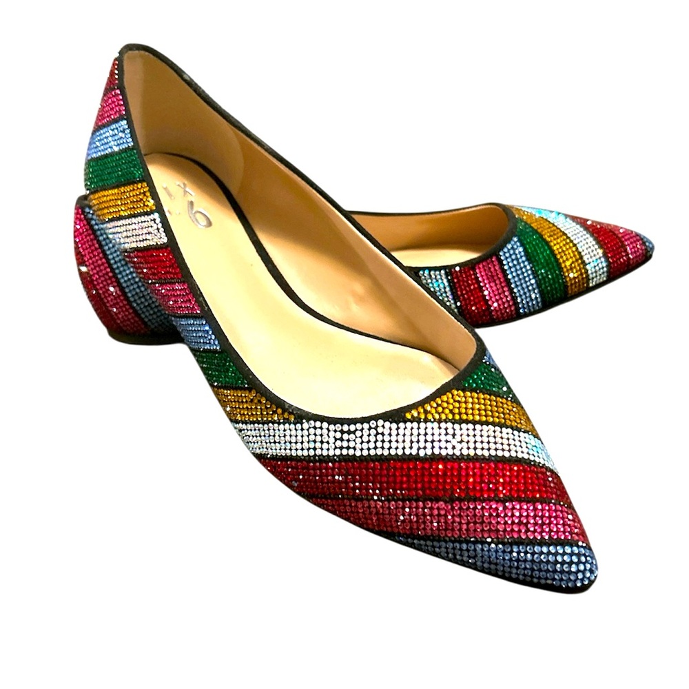 Pointed Toe Slip Flat Multicolor Rhinestone Size 8M